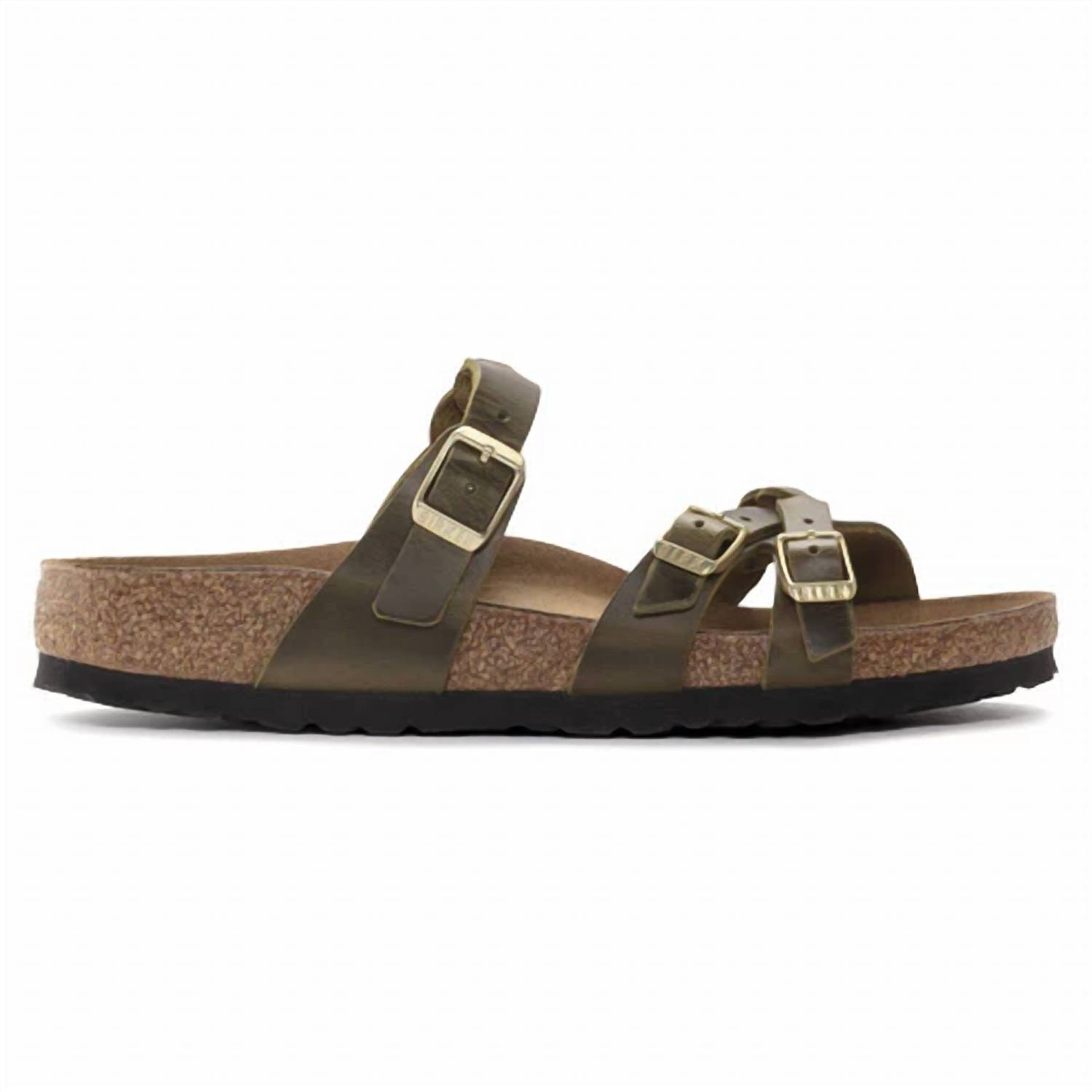 New Birkenstock Women's Franca Braided Oiled Leather Sandals In Olive Green